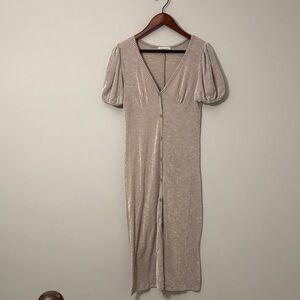 Caution To The Wind Beige Midi Dress